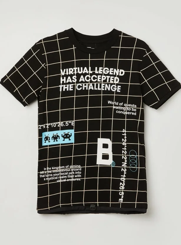 FAME FOREVER Boys Checked T-shirt